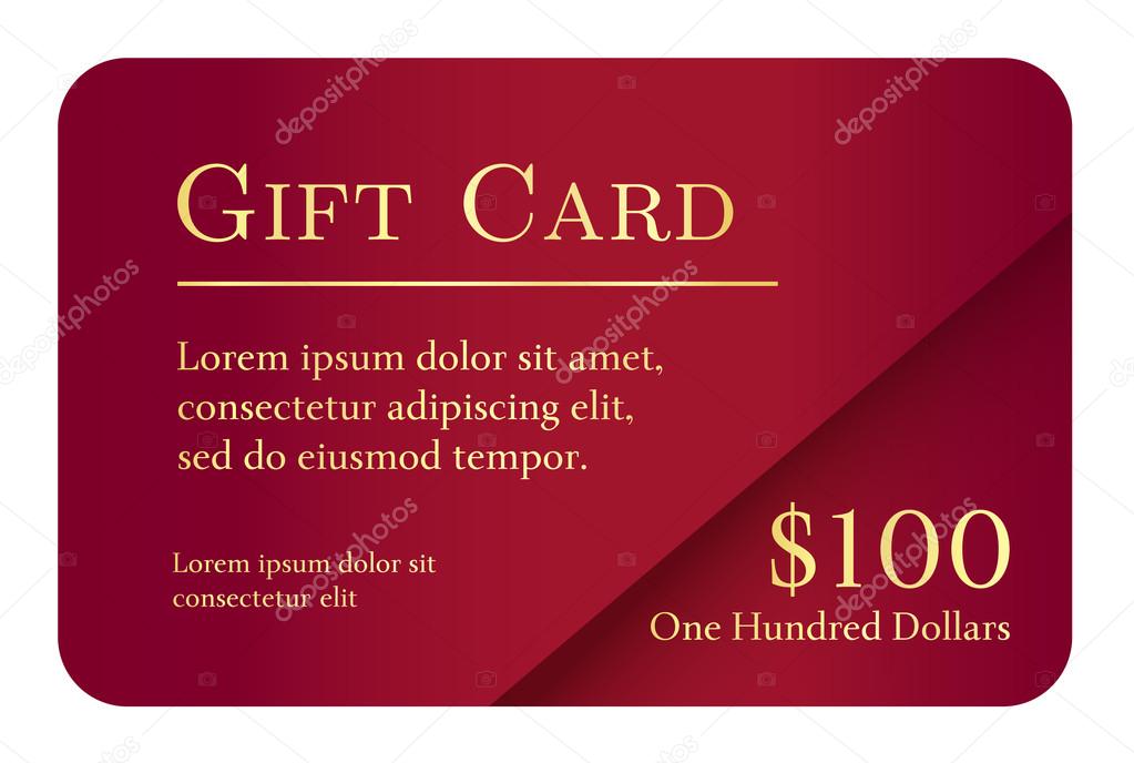 Luxury simple gift card in red color with golden text