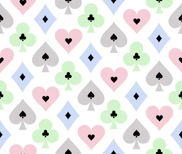 Nahtloser Pokerhintergrund mit transparenter Wirkung auf Kartensymbole — Stockvektor