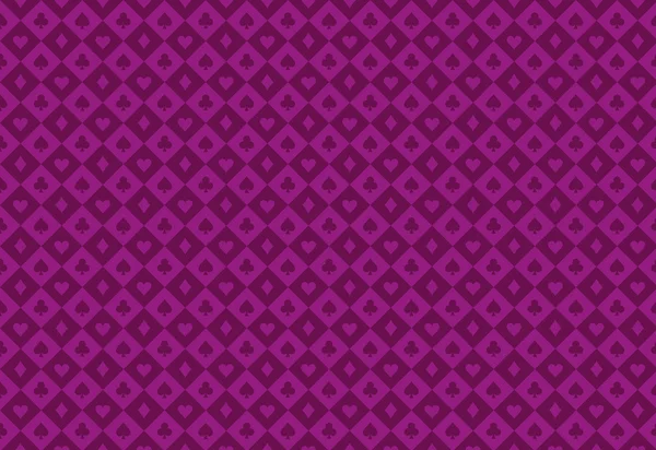 Minimalistische paarse poker achtergrond met naadloze textuur samengesteld uit kaart symbolen — Stockvector