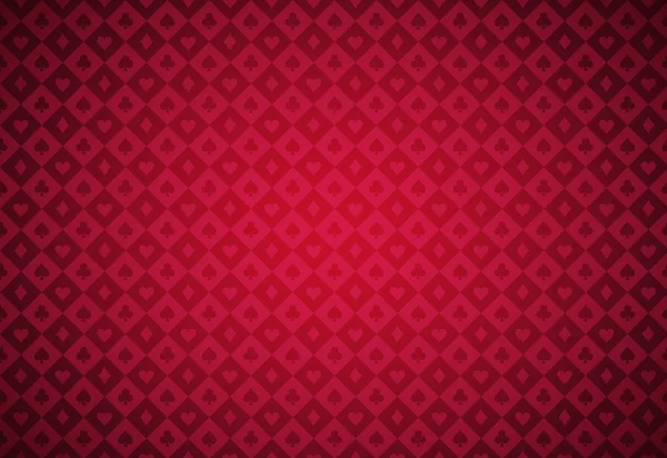 Fond de poker rouge minimaliste avec texture composée de symboles de carte — Image vectorielle