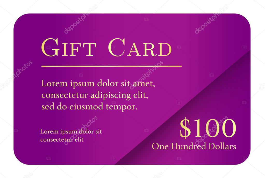 Luxury simple gift card in violet color with golden text