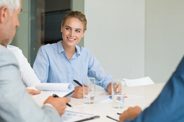 Businesswoman in a meeting — Stock Photo, Image