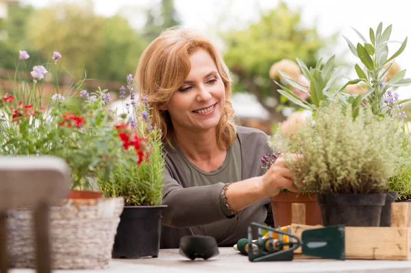 Reife Gärtnerin — Stockfoto