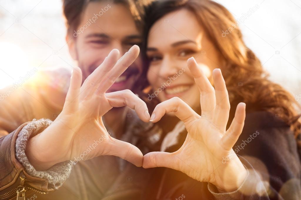 Couple with heart and love symbol