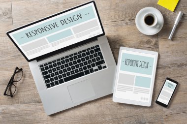 Responsive design and web devices  clipart