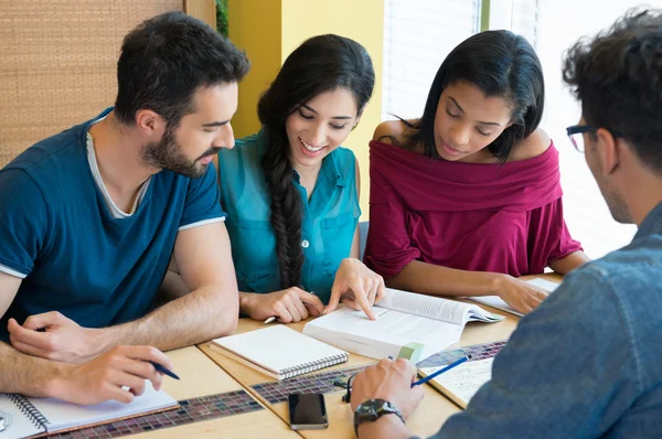 Studenti felici che studiano — Foto Stock