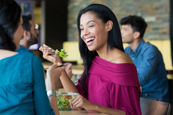 Two young girls in cafe — Stock Photo, Image