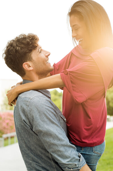 Happy loving couple outdoors