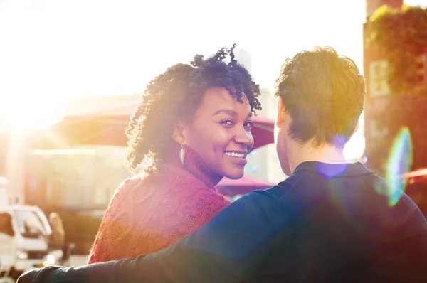 Young couple together outdoor — Stock Photo, Image