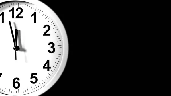 壁時計の白い時計の顔は時間を示しています もうすぐ１２時だ 原子科学者の最新の報告書によると ドームの時計は100秒から12秒です 人類のために時間が尽きている — ストック写真