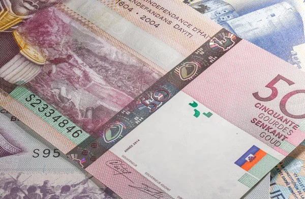 Близько Гурде Або Гурду Республіки Гаїті Паперові Банкноти Карибської Країни — стокове фото