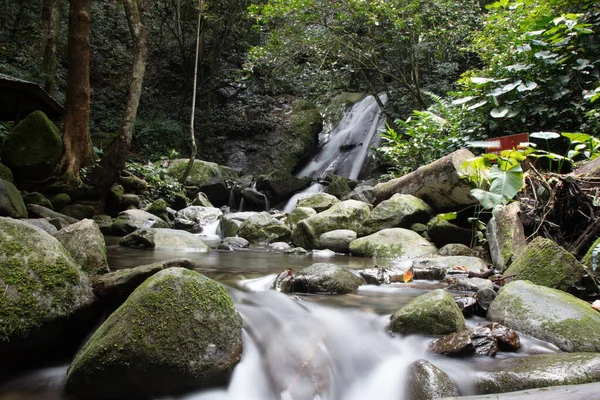 Cascada Selva Tropical Sarawak Borneo Malasia Agua Cae Pequeño Arroyo — Foto de Stock