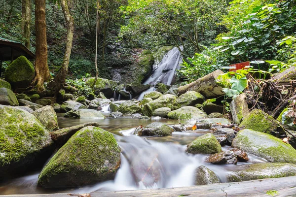 Cascada Selva Tropical Sarawak Borneo Malasia Agua Cae Pequeño Arroyo — Foto de Stock
