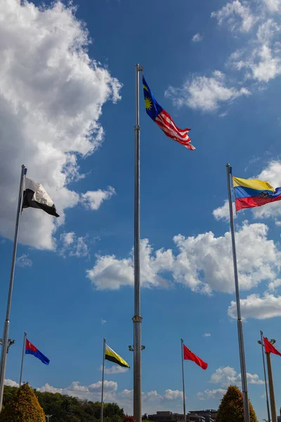 National Flag Malaysia Surrounded Flags Malaysian States Captured Putra Square — Stock Photo, Image