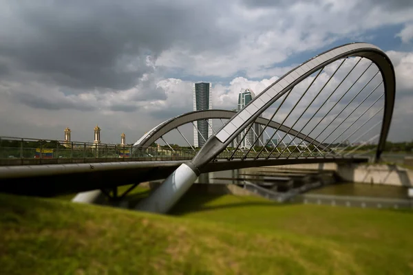 Tôt Matin Avant Lever Soleil Pont Putrajaya Dans Ville Artificiellement — Photo