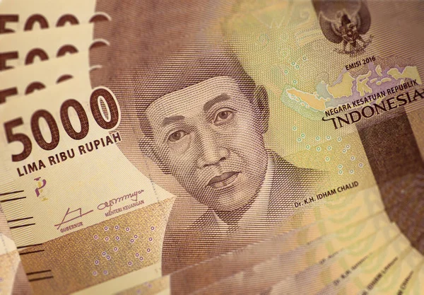 Primo Piano Delle Banconote Indonesiane Rupiah Valuta Indonesiana Sono Mucchio — Foto Stock