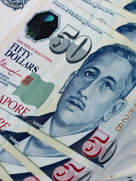 Primo Piano Dollaro Singapore Valuta Della Città Stato Singapore Mucchio — Foto Stock