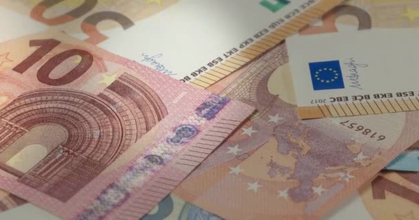 Una Grande Pila Banconote Euro Molte Banconote Euro Trovano Una — Video Stock