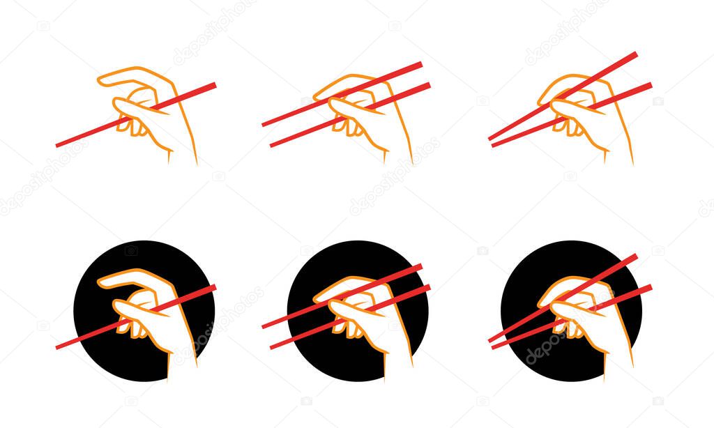How to use chopsticks, simple vector illustration guide