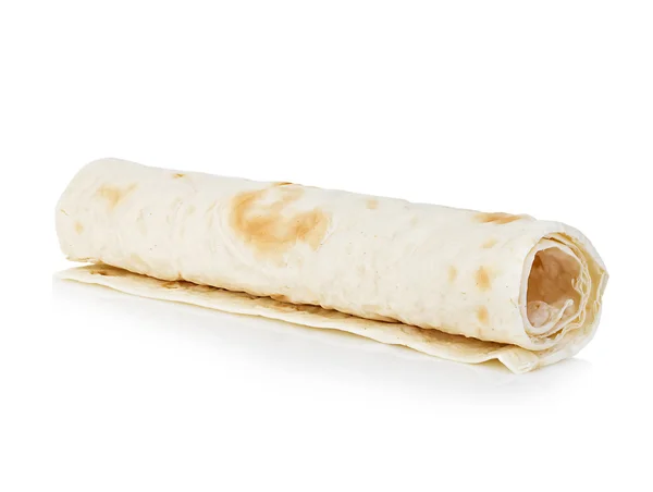 Tortilhas close-up isolado em um fundo branco. Lavash. . — Fotografia de Stock