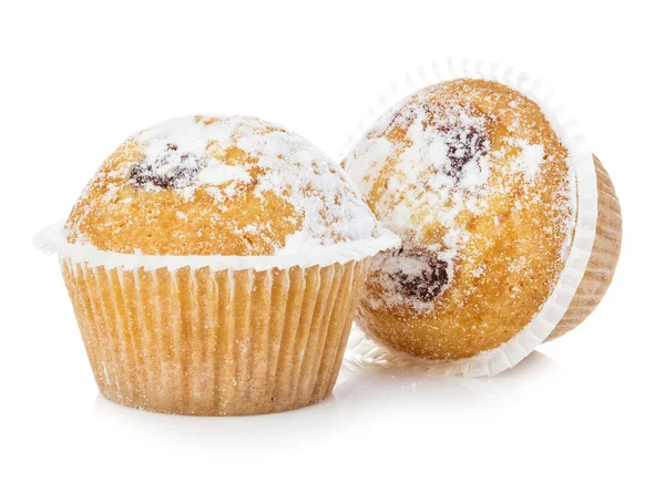 Muffins de arándano primer plano aislados sobre un fondo blanco . —  Fotos de Stock