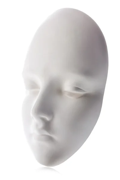 Máscara blanca primer plano aislado sobre fondo blanco . Imágenes de stock libres de derechos
