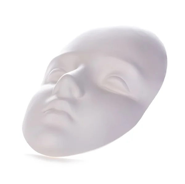 Máscara blanca primer plano aislado sobre fondo blanco . Imagen de archivo