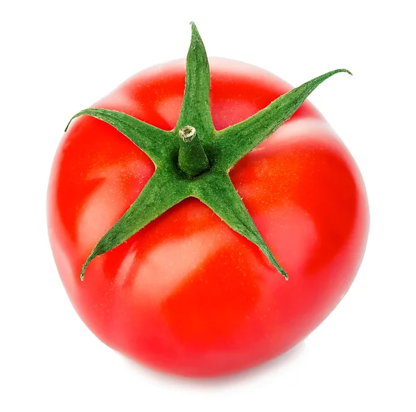 Rijpe rode tomaat close-up geïsoleerd op een witte achtergrond. — Stockfoto