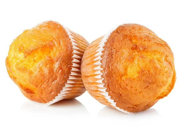 Köstliche Muffins Nahaufnahme isoliert auf weißem Hintergrund. — Stockfoto