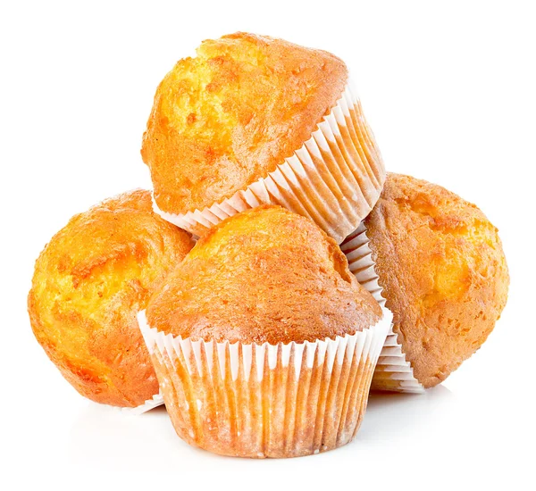 Deliciosos muffins close-up isolado no fundo branco . — Fotografia de Stock