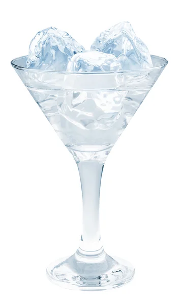 Delicious cocktail with ice cubes in martini glass on a white background. — Stock Photo, Image