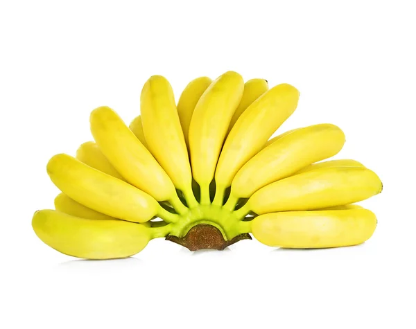 Bunch of mini bananas isolated on a white background — Stock Photo, Image