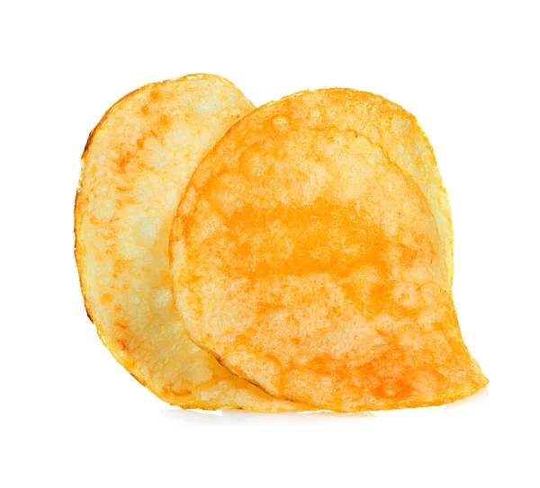 Aardappel chips geïsoleerd op witte achtergrond — Stockfoto