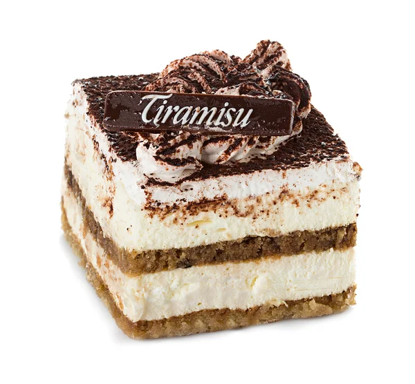 Tiramisu cake isolated on white background — Stock Photo, Image