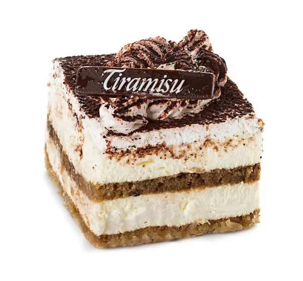 Torta tiramisù isolato su sfondo bianco — Foto Stock