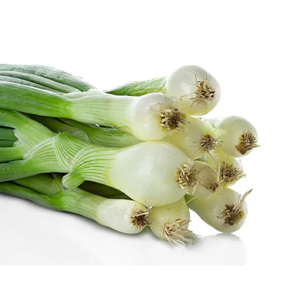 Beyaz arkaplanda yeşil soğan izole edildi — Stok fotoğraf
