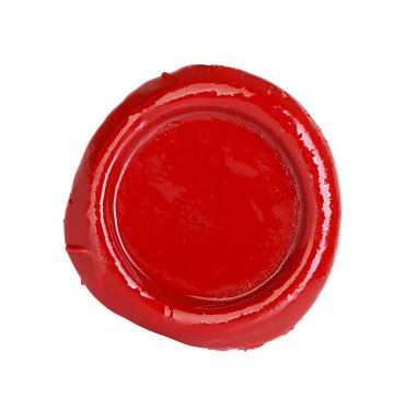 Beyaz arkaplanda kırmızı balmumu mühür izole edildi