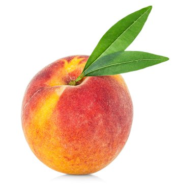 Beyaz zemin üzerinde yaprak izole şeftali