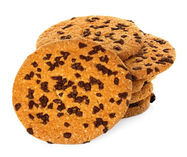 Beyaz arkaplanda izole edilmiş çikolatalı kurabiye