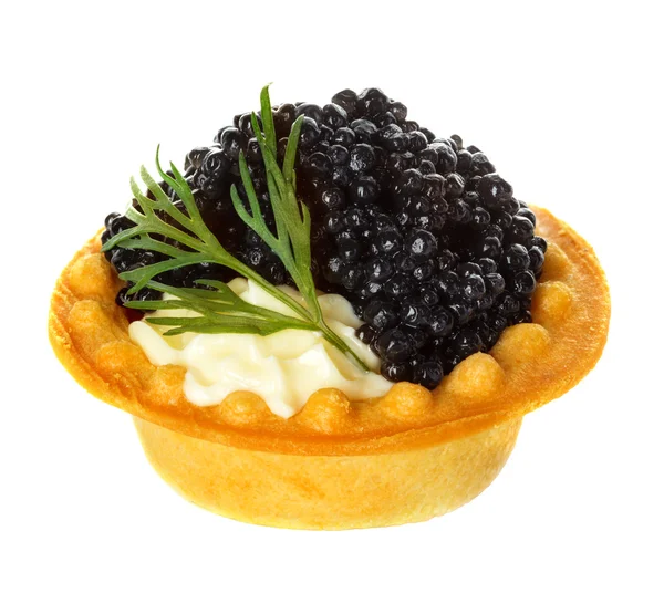 Canapé de caviar aislado sobre fondo blanco —  Fotos de Stock