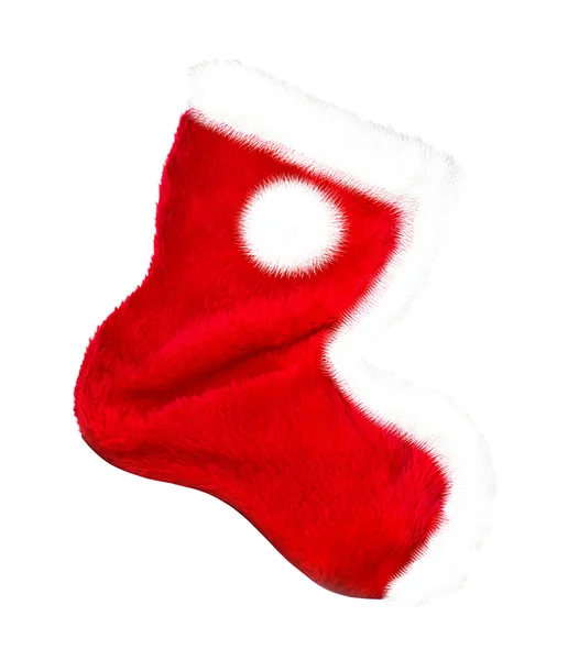 Skarpeta świąteczna, samotnie buty na białym tle — Zdjęcie stockowe