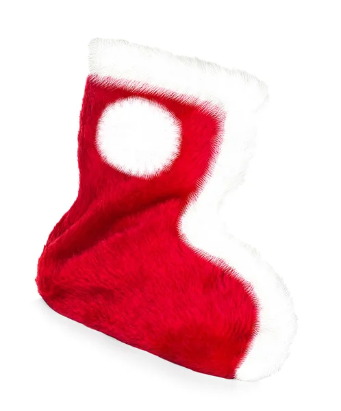 Skarpeta świąteczna, samotnie buty na białym tle — Zdjęcie stockowe