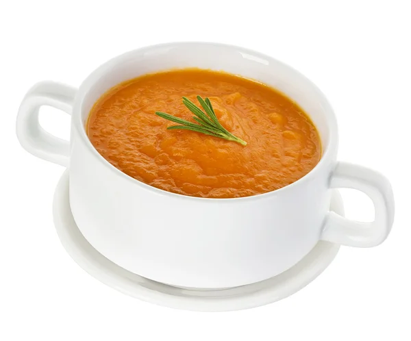 白の背景に分離したカボチャのスープ — ストック写真