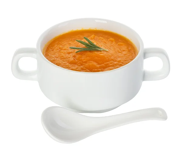 Sopa de calabaza aislada sobre fondo blanco — Foto de Stock