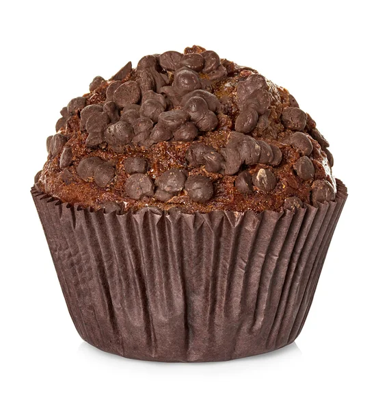 Homemade chocolate muffins in paper cupcake holder — Stock Photo, Image