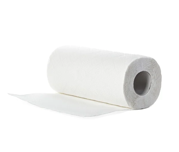Roll van papieren handdoek, geïsoleerd op witte achtergrond — Stockfoto