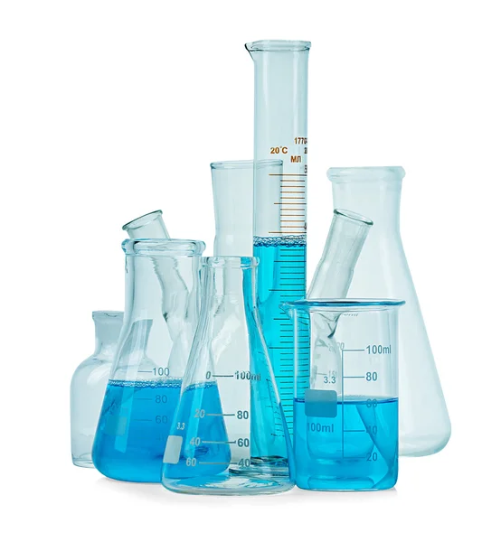 Test-tubes, flasks isolated on white — Stock Photo, Image