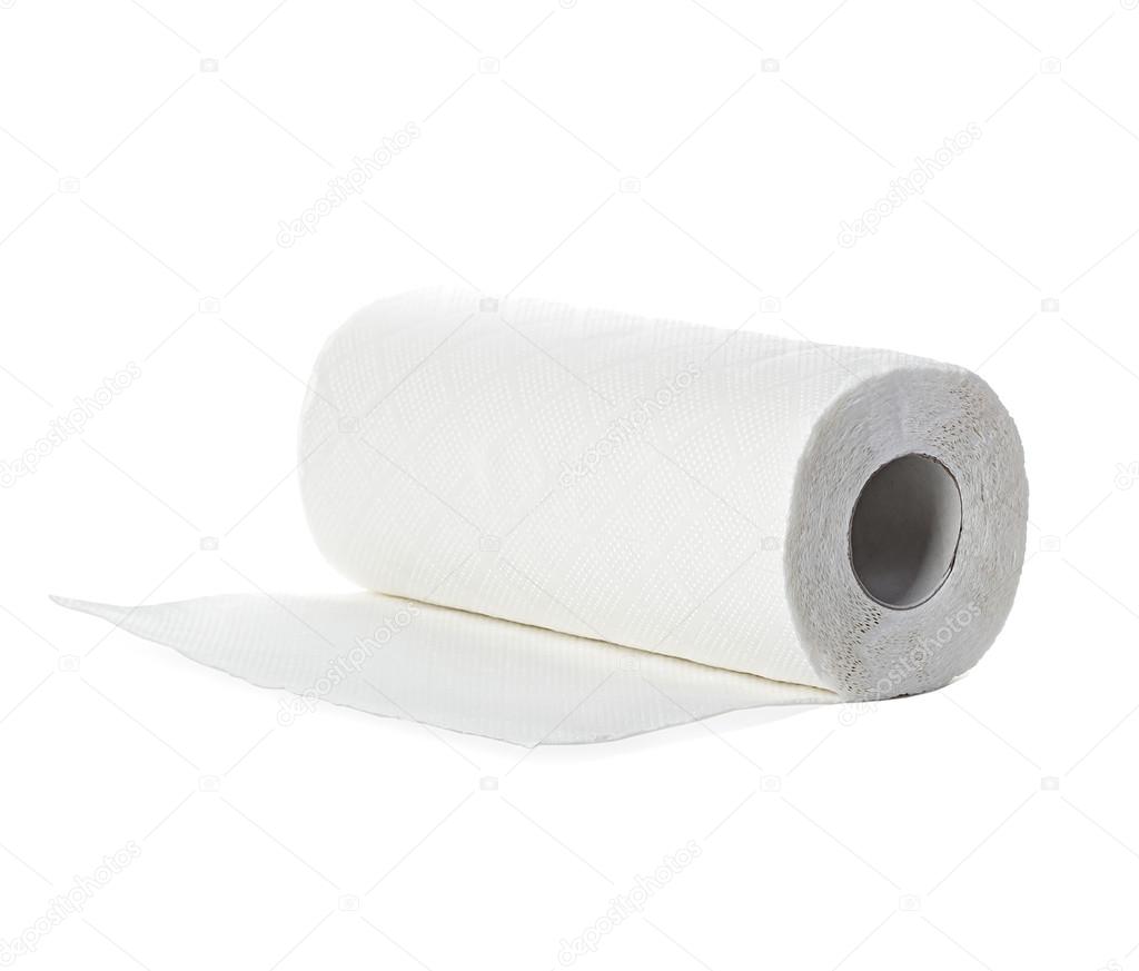 Roll of paper towel, isolated on white background