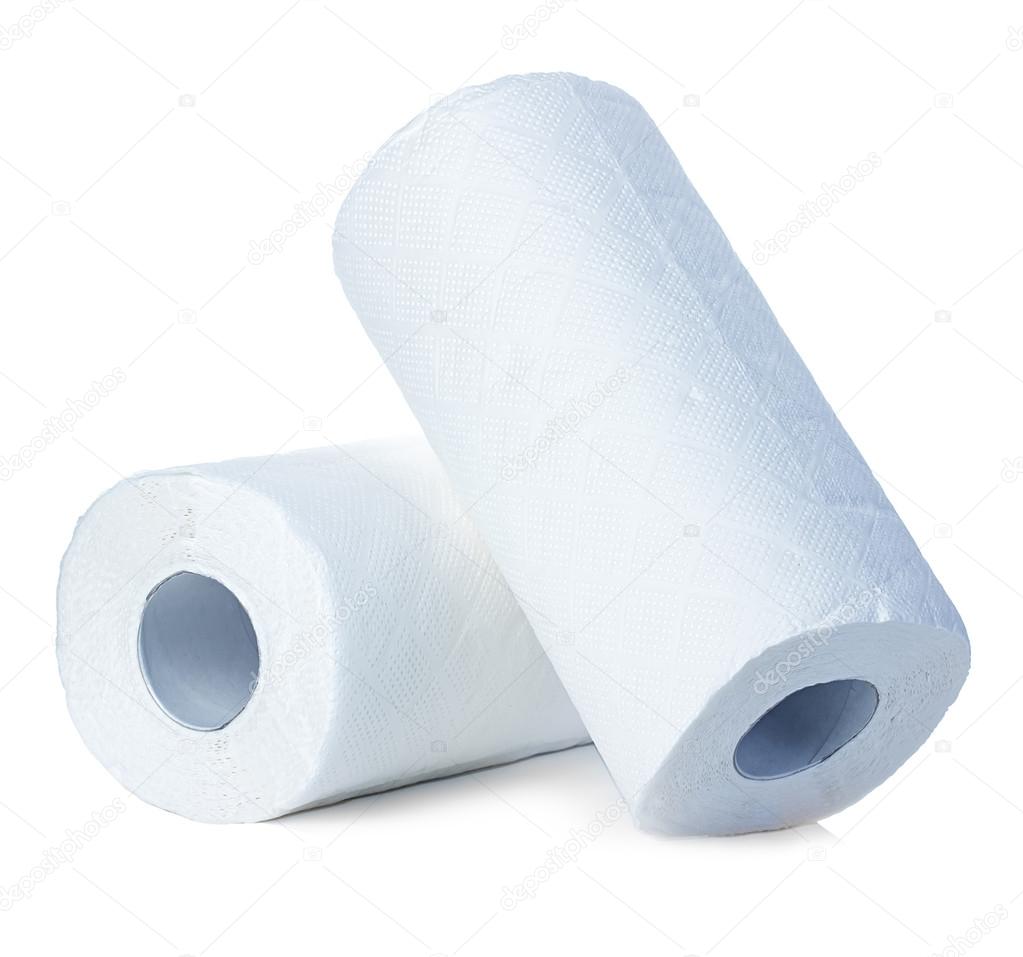 Roll of paper towel, isolated on white background