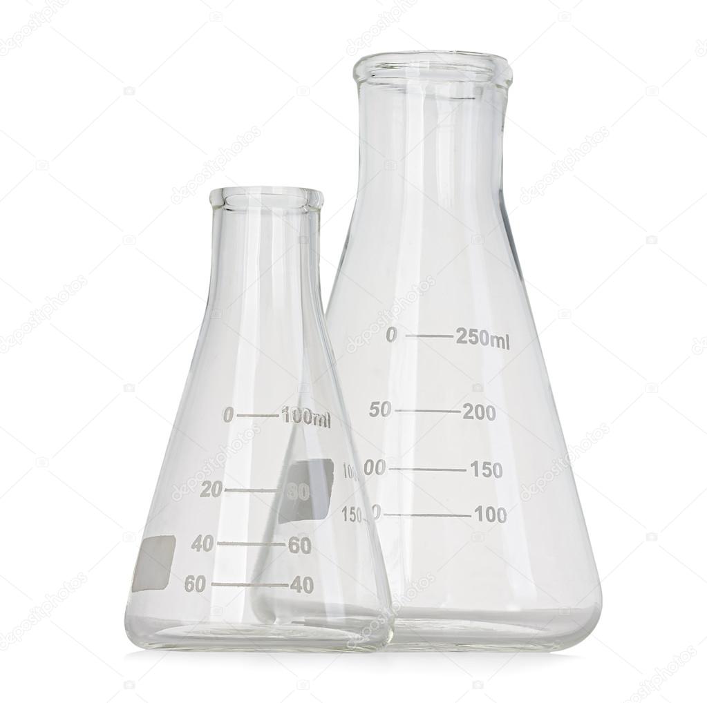 Test-tubes, flasks isolated on white